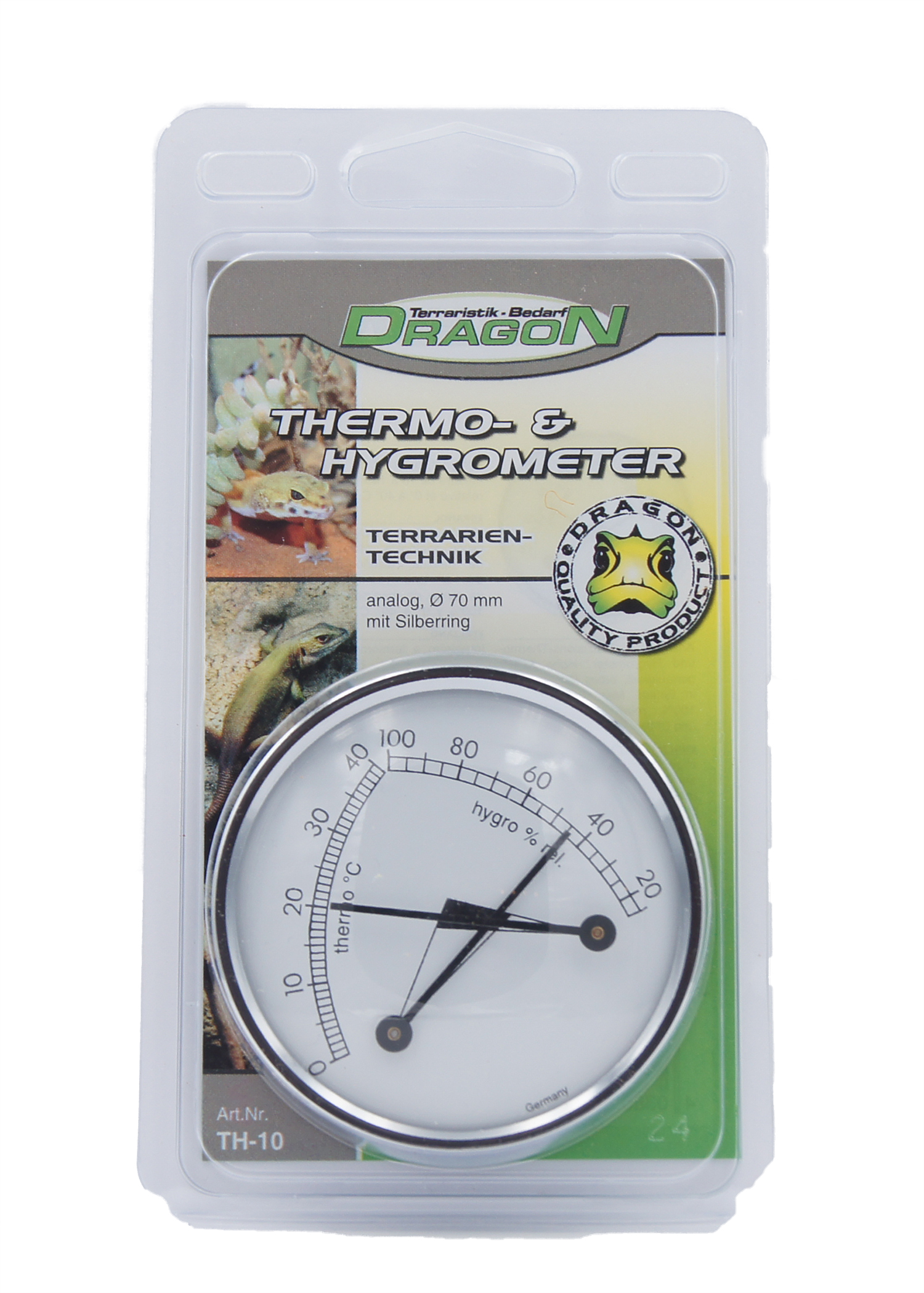 Thermo&Hygrometer analog weiss, rund mit Silberring Thermo