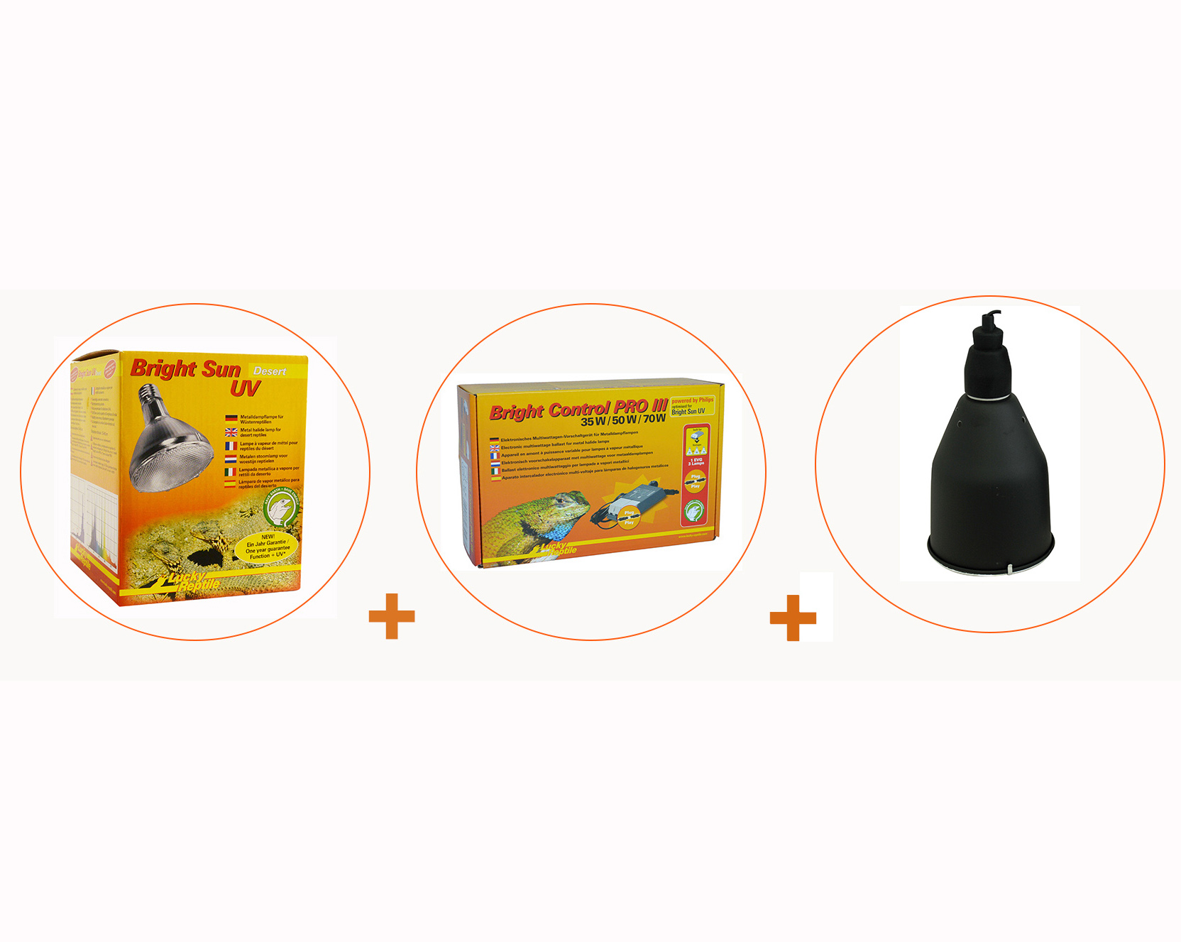 Lucky Reptile Bright Sun UV Desert Complete Set - 50 W metaaldamp lamp inclusief fitting en voorschakelapparaat - Reptielen warmtelamp met hittebestendige keramische fitting - Terrarium accessoire